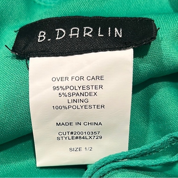 New B. Darlin Size 1/2 Vibrant Green Spaghetti Strap Mini Dress - Picture 9 of 11